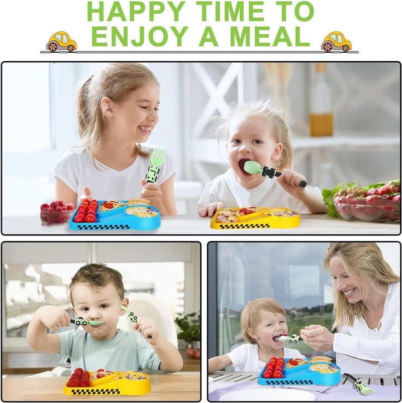 Deinyi Construction Toddler Utensils - Toddler Forks and Spoons - Kids Construction Truck Utensils - Forks and Spoons Silverware Set - Christmas Birthday Gift for 1 2 3 4 5 year old, Green - Image 4